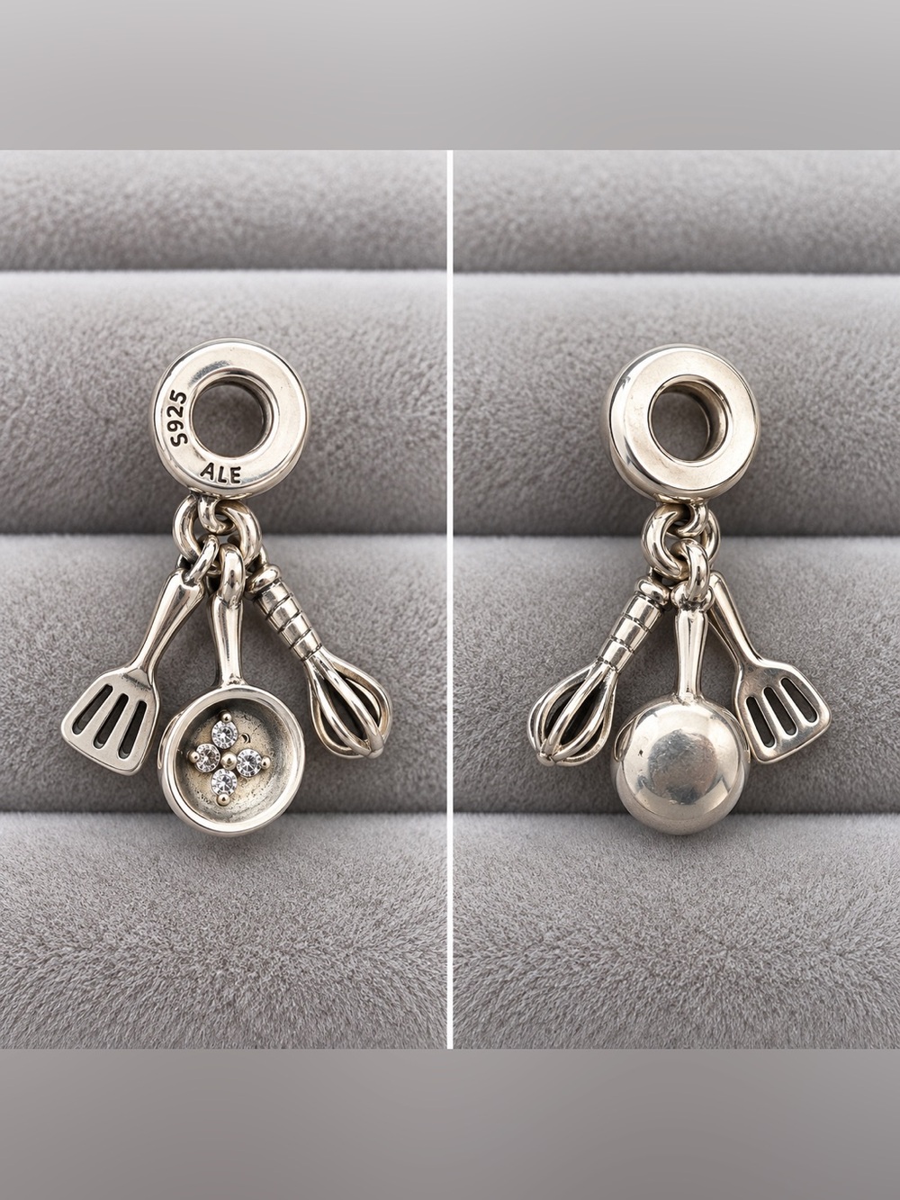 Pandora Sterling Silver Cooking Charm Dangle with Clear Stones - Silver